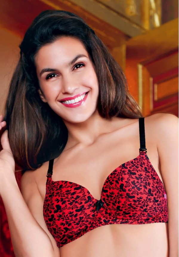 Enamor A074 T-Shirt Cotton Bra - Full Support Non-Padded Wirefree - Sparrow  Print 36B