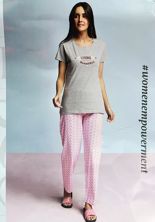 July Grey and Pink Lower Night Suit PC358