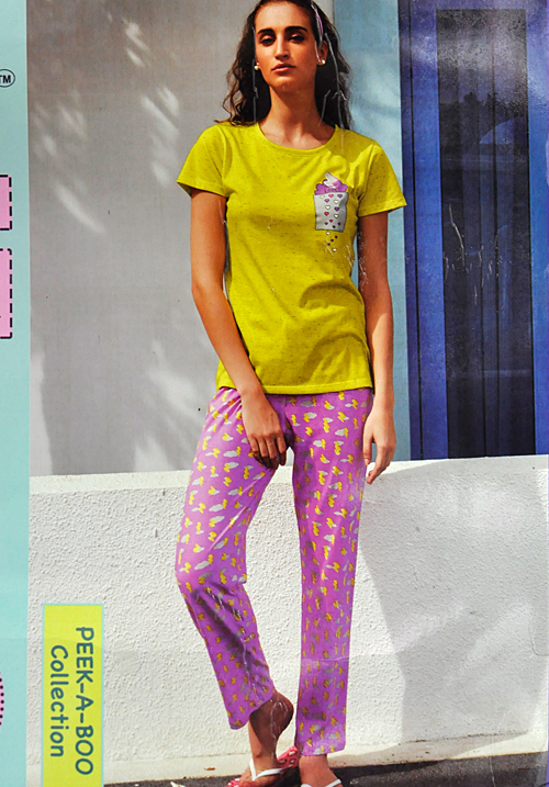 July Yellow and Pink Lower Night Suit PC477